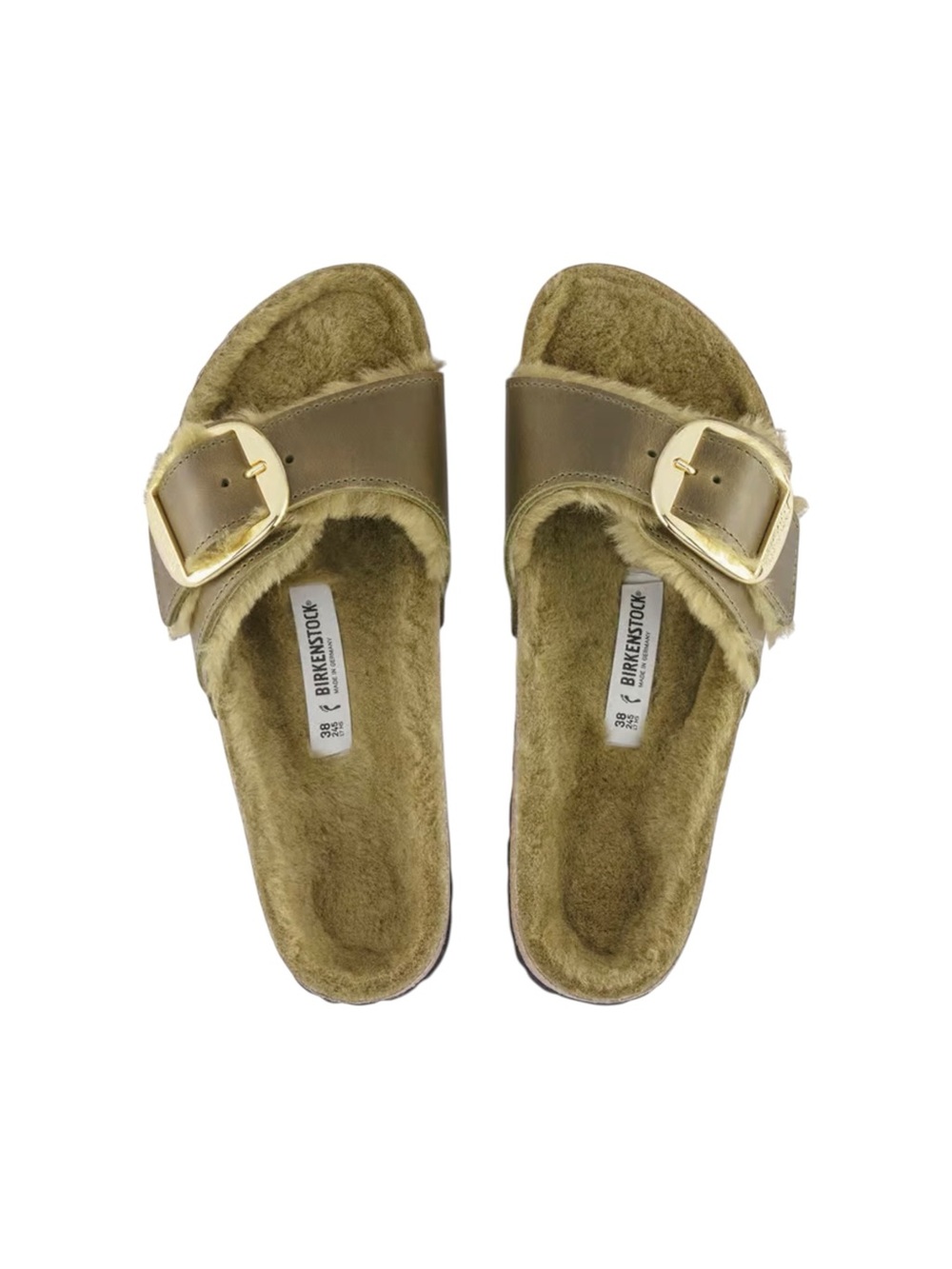 NWOT Birkenstock Madrid Big Buckle Sandal Slides Olive Green Size 38 US 7 - 7 1/